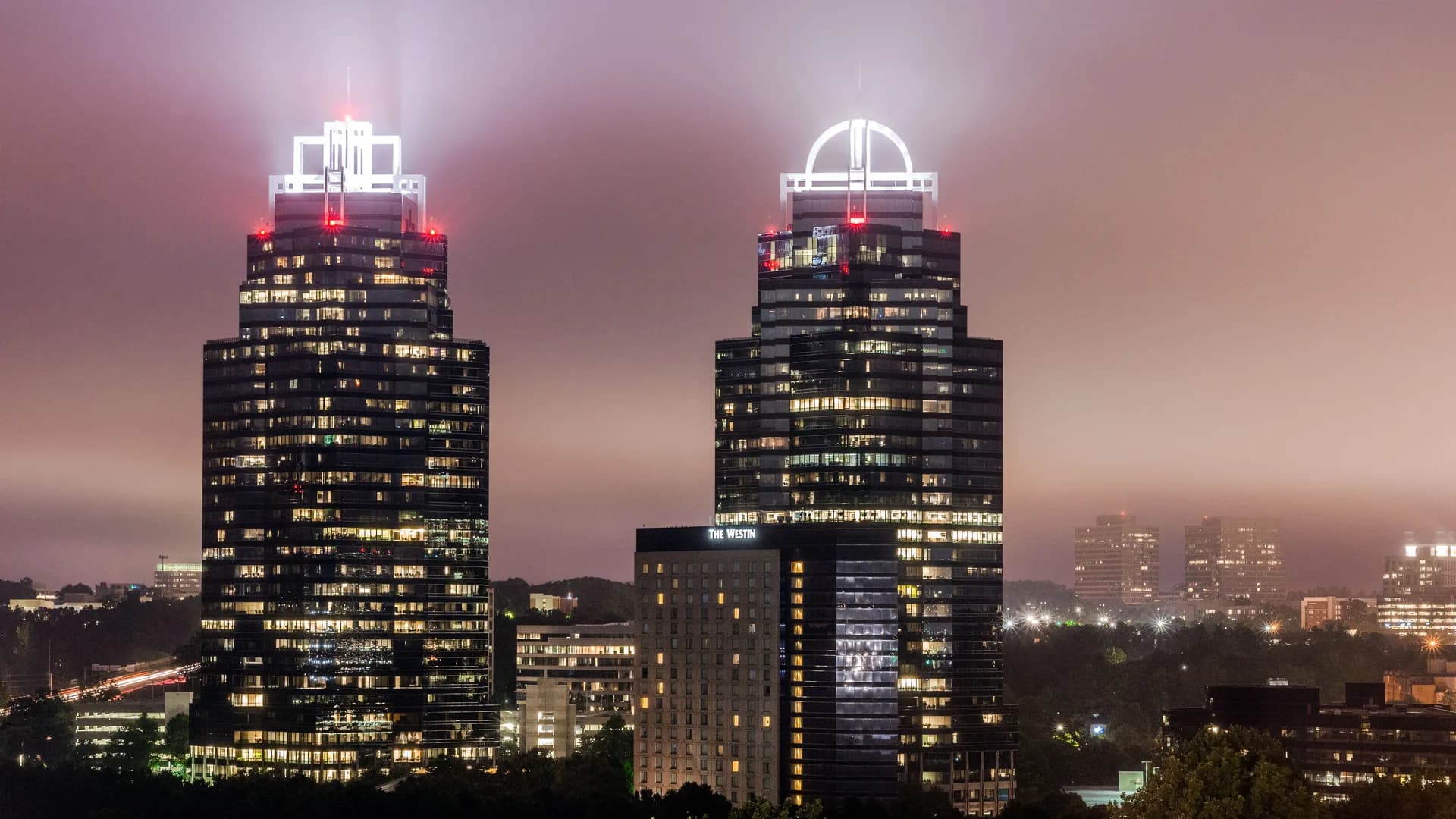 King and Queen towers at Concourse Office Park in Sandy Springs, Georgia